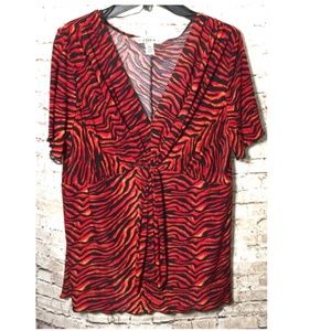 AA Studio Animal Print Short Sleeve Top